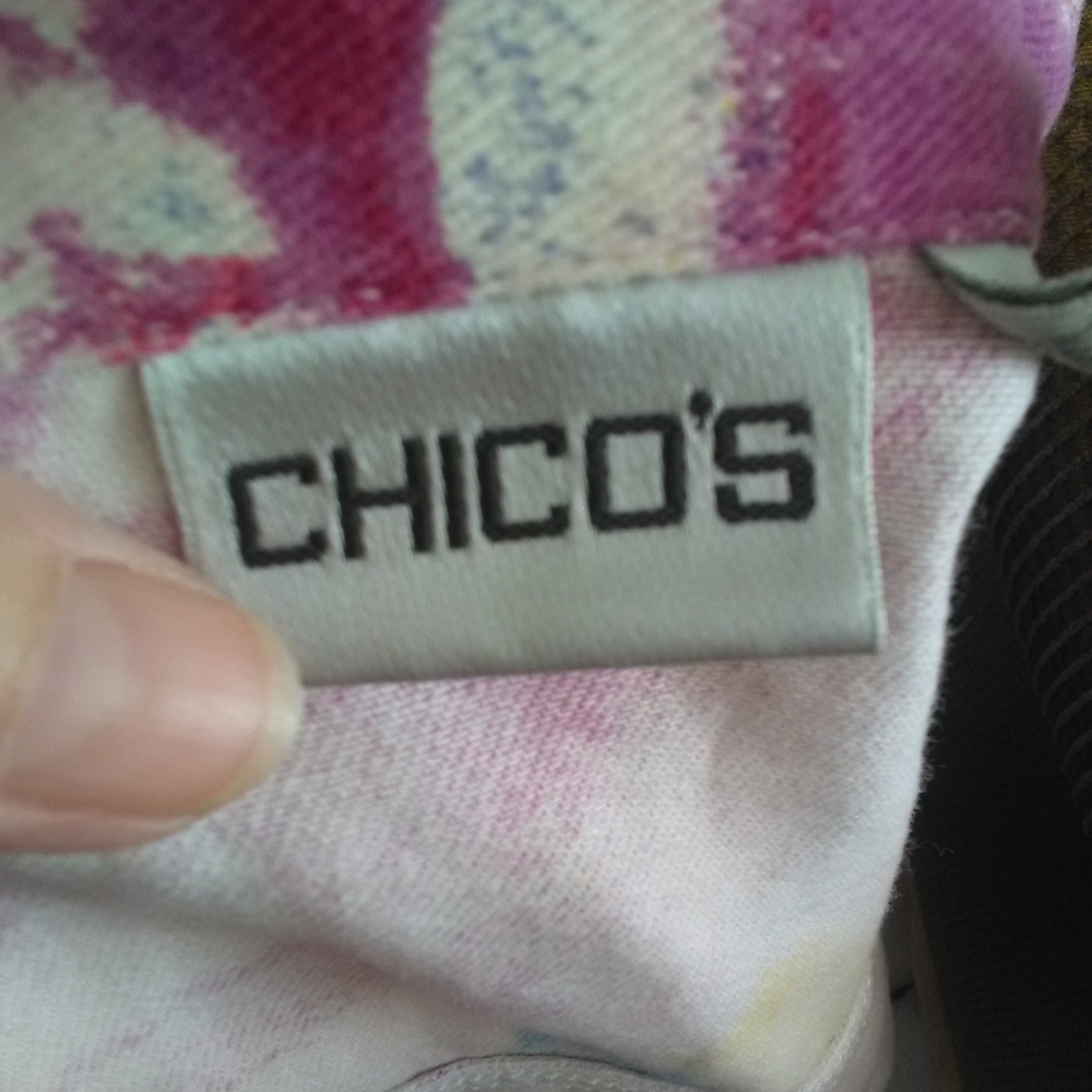 VINTAGE CHICOS ADORABLE INK BLOT FLORAL Multicolor Women's Denim Jacket SZ.3 - Picture 5 of 7